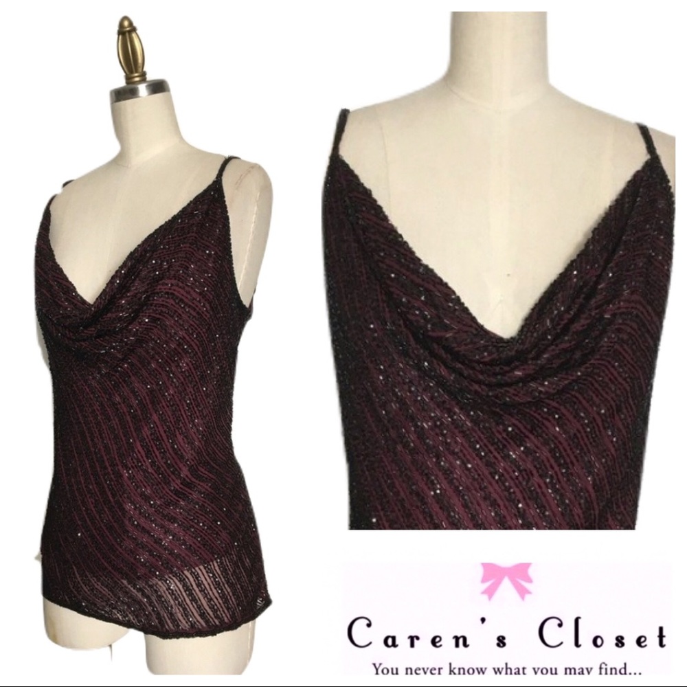 Vintage Steinway Silk Burgundy Crystal Beaded Top - Picture 1 of 3